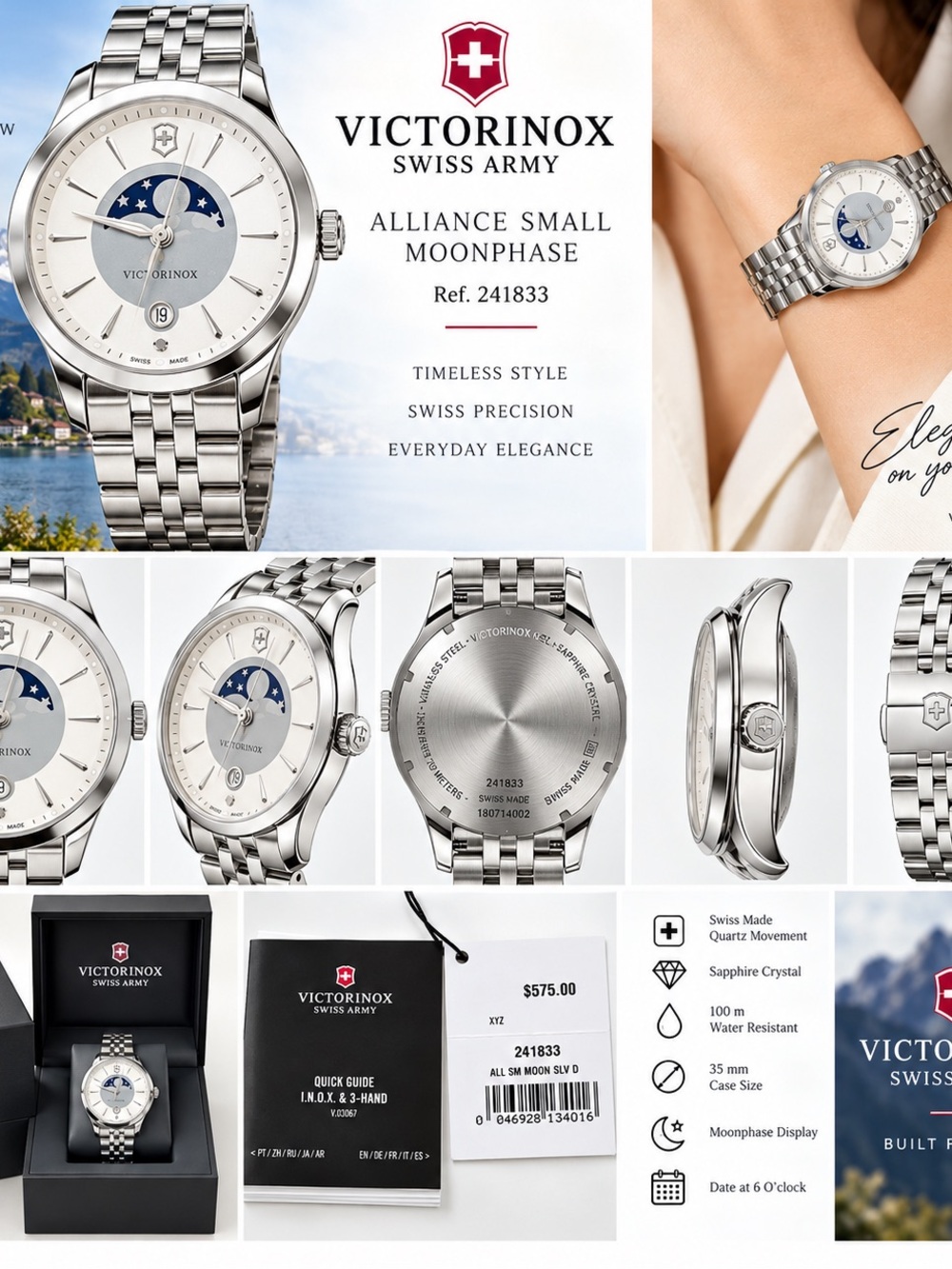 Victorinox Silver Moonphase Stainless Steel Men's Watch